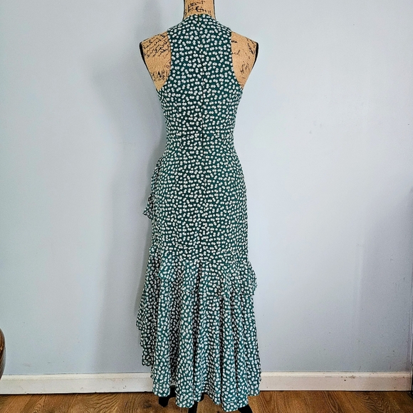 C/MEO Collection Green Floral Ruffle V-neck & Tiered Skirt Maxi Dress Size XS - Picture 4 of 9